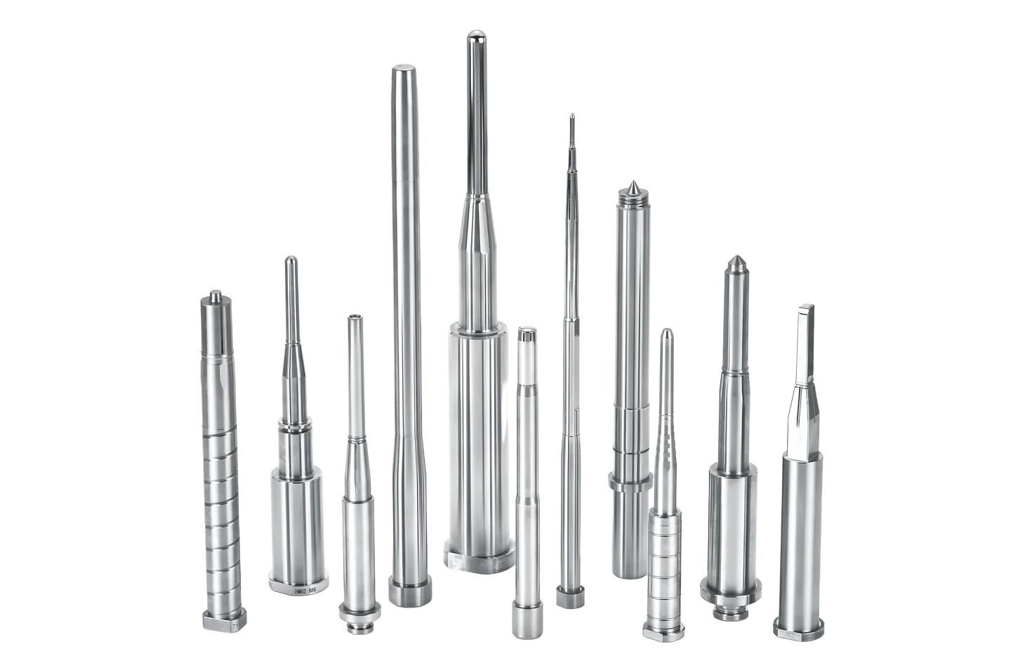 Stepped round mold components showing shoulders and fitting lengths