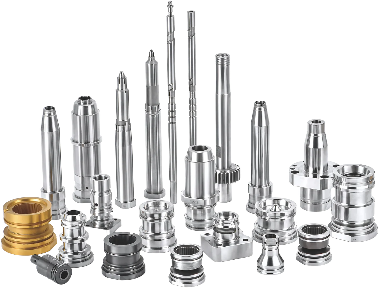 A collection of custom precision components for plastic injection molds