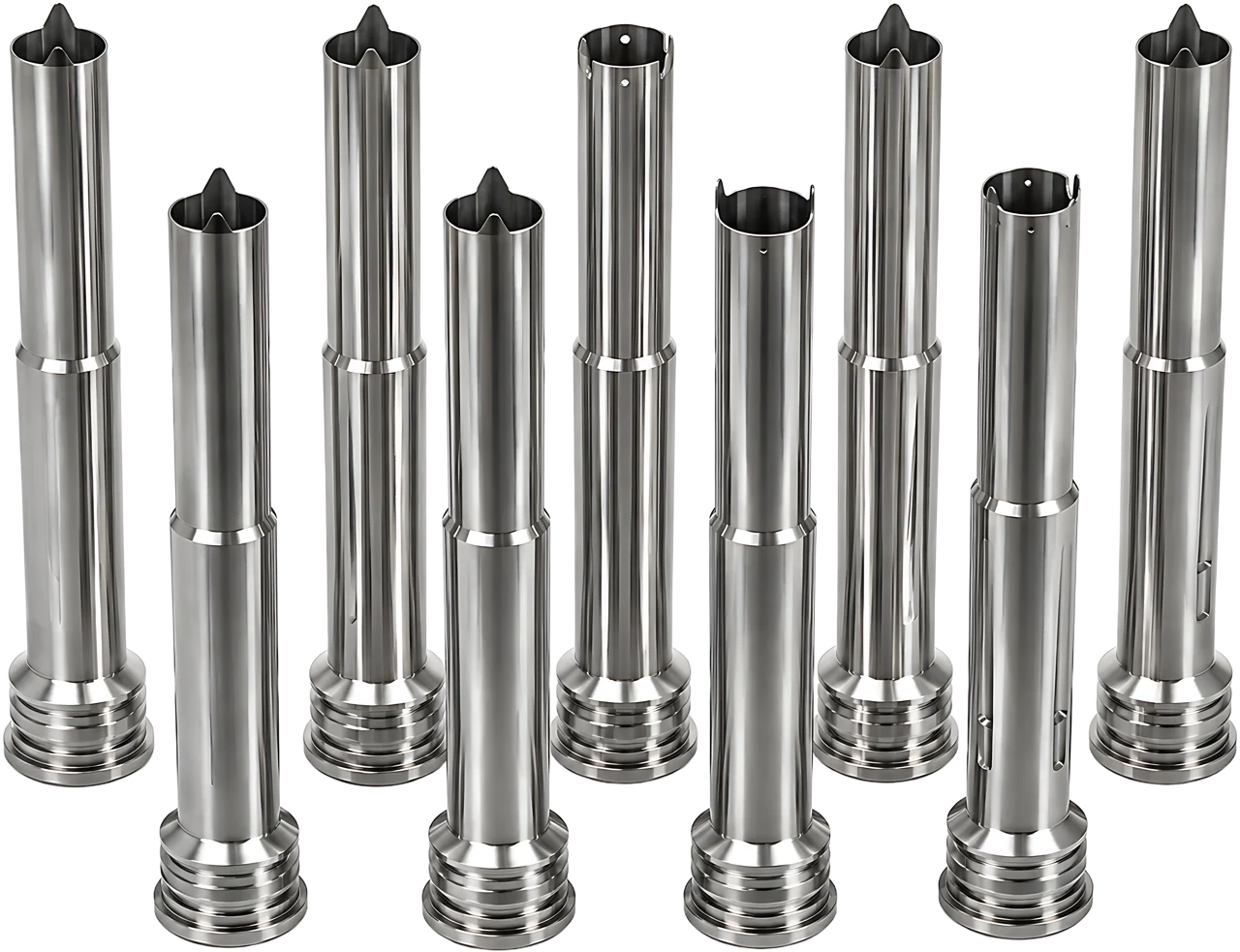 Hollow cylindrical sleeve components with stepped working surfaces