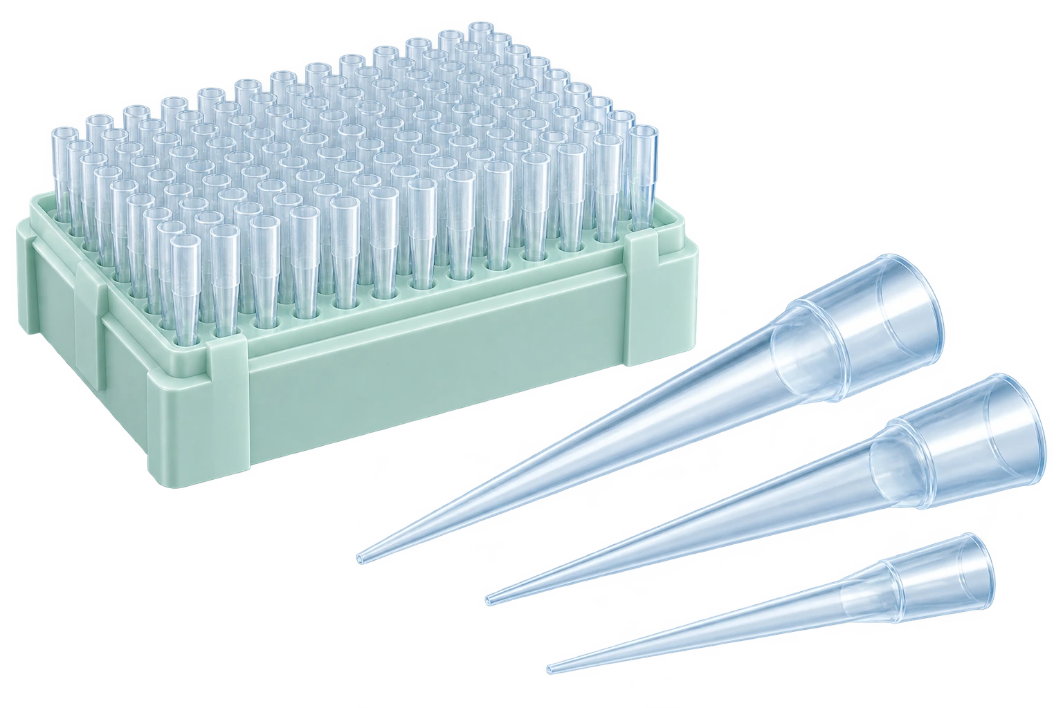 AI application concept of pipette tips and a laboratory rack
