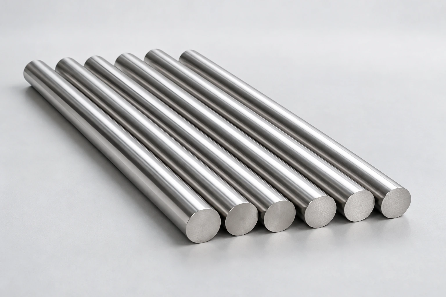 AI raw-stock illustration: plain cylindrical steel rods