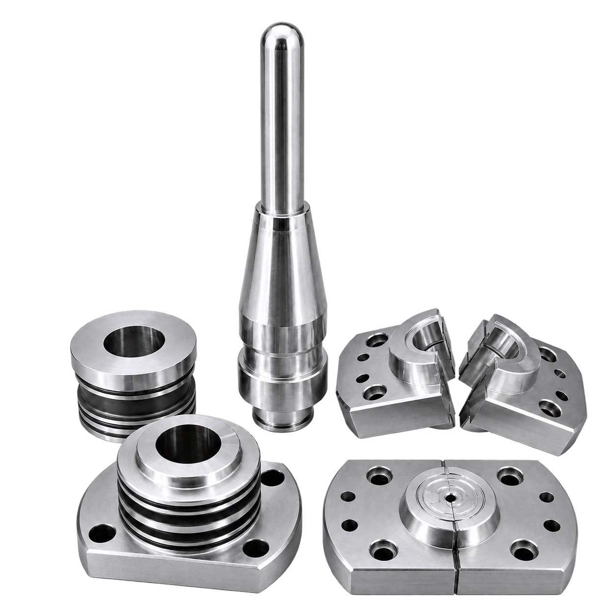Round and split metal components with semicircular openings