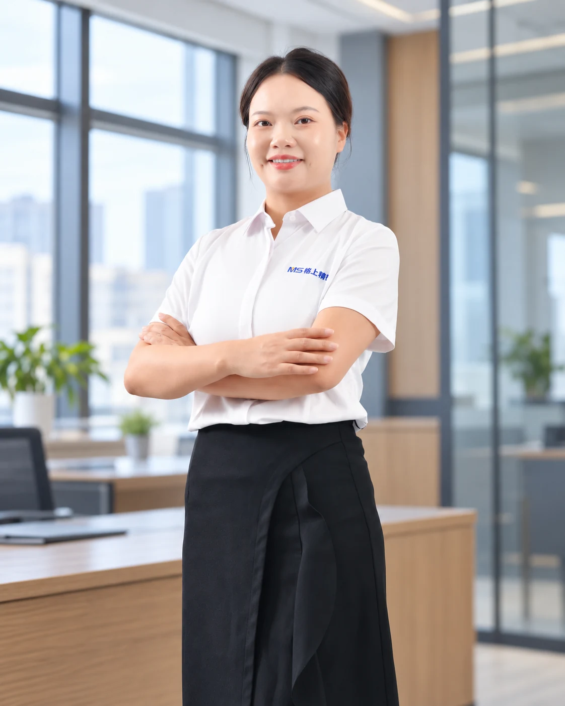 Business profile portrait in a coordinated office setting