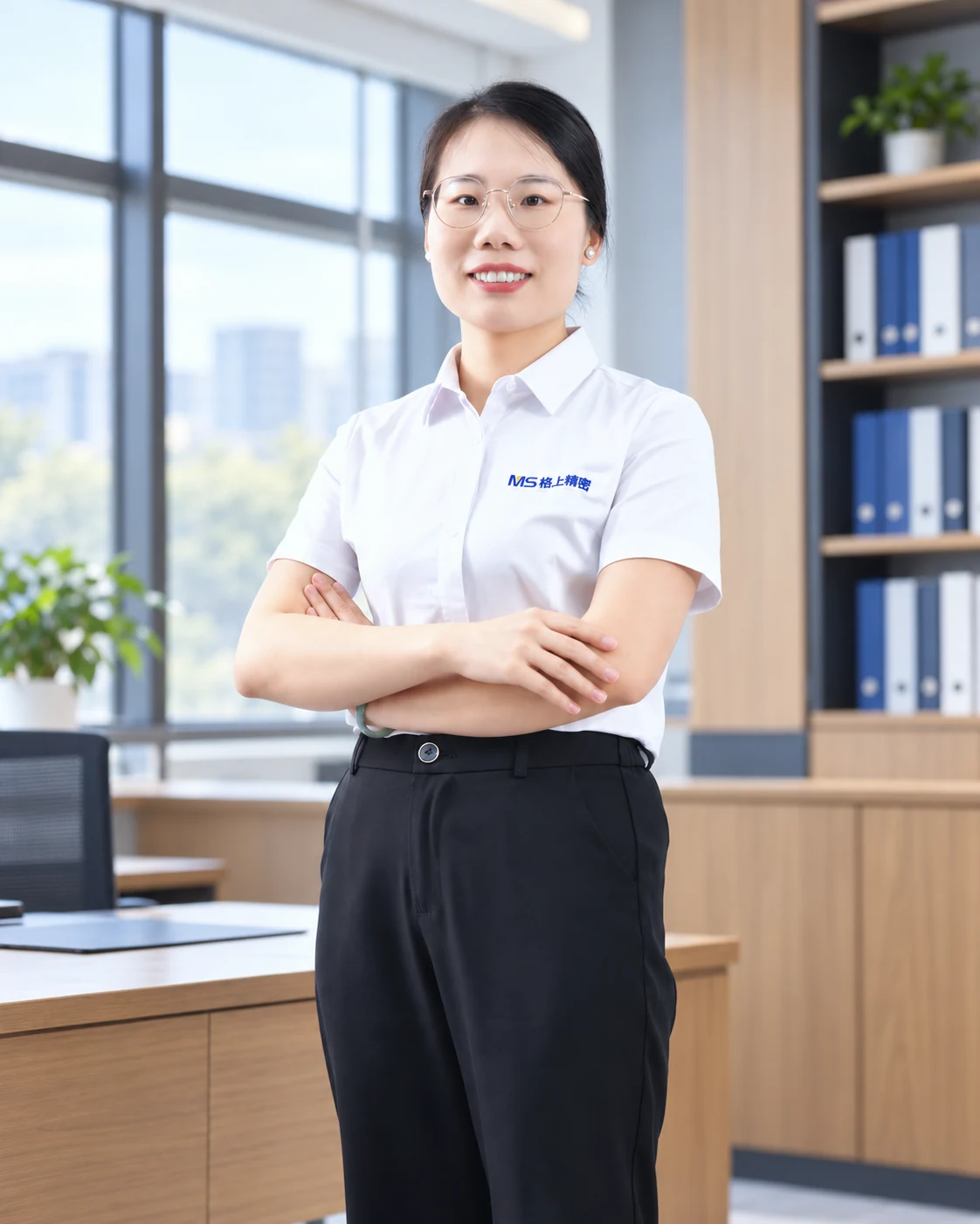 Quality profile portrait in a coordinated office setting