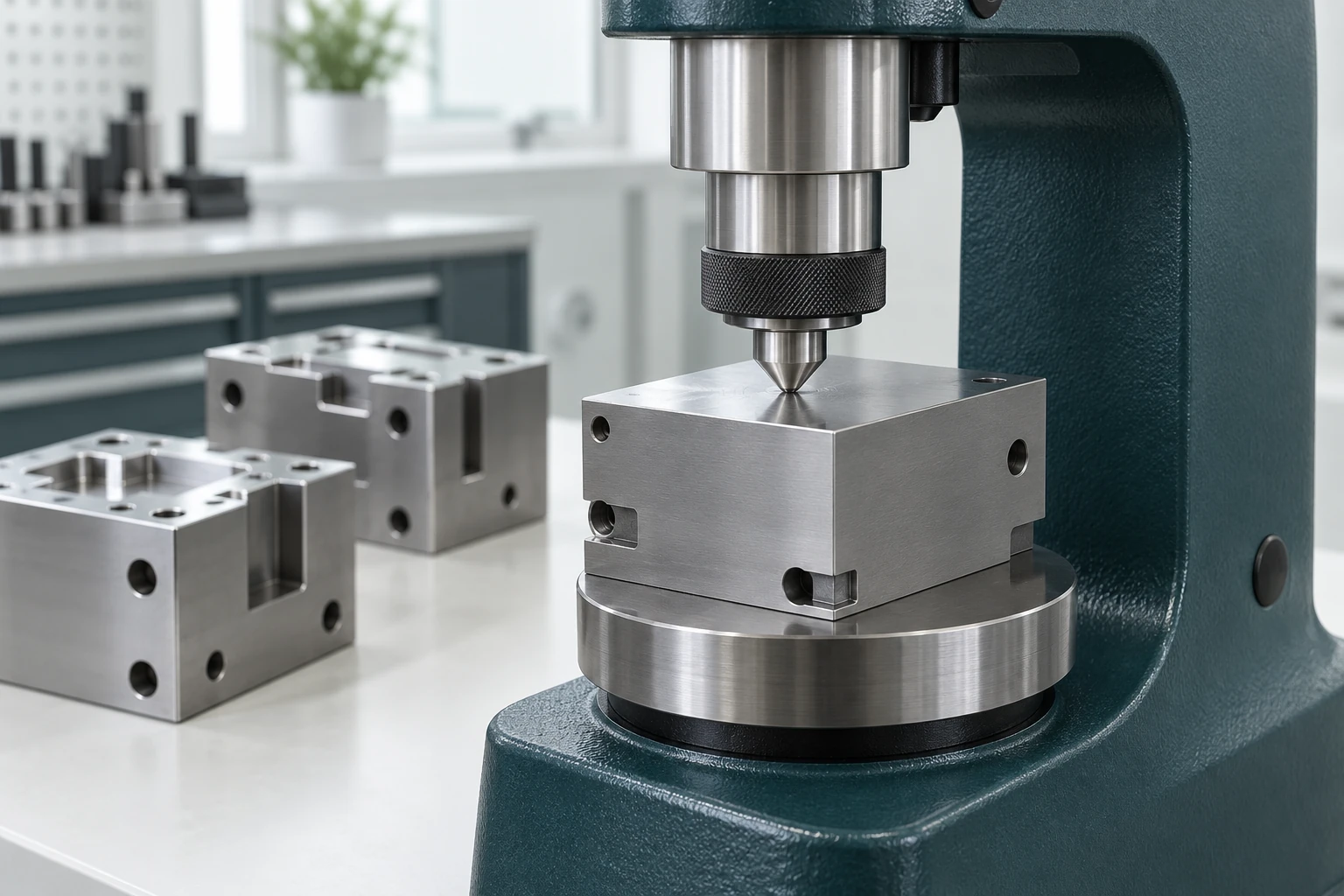 Illustration of hardness testing on a heat-treated mold insert